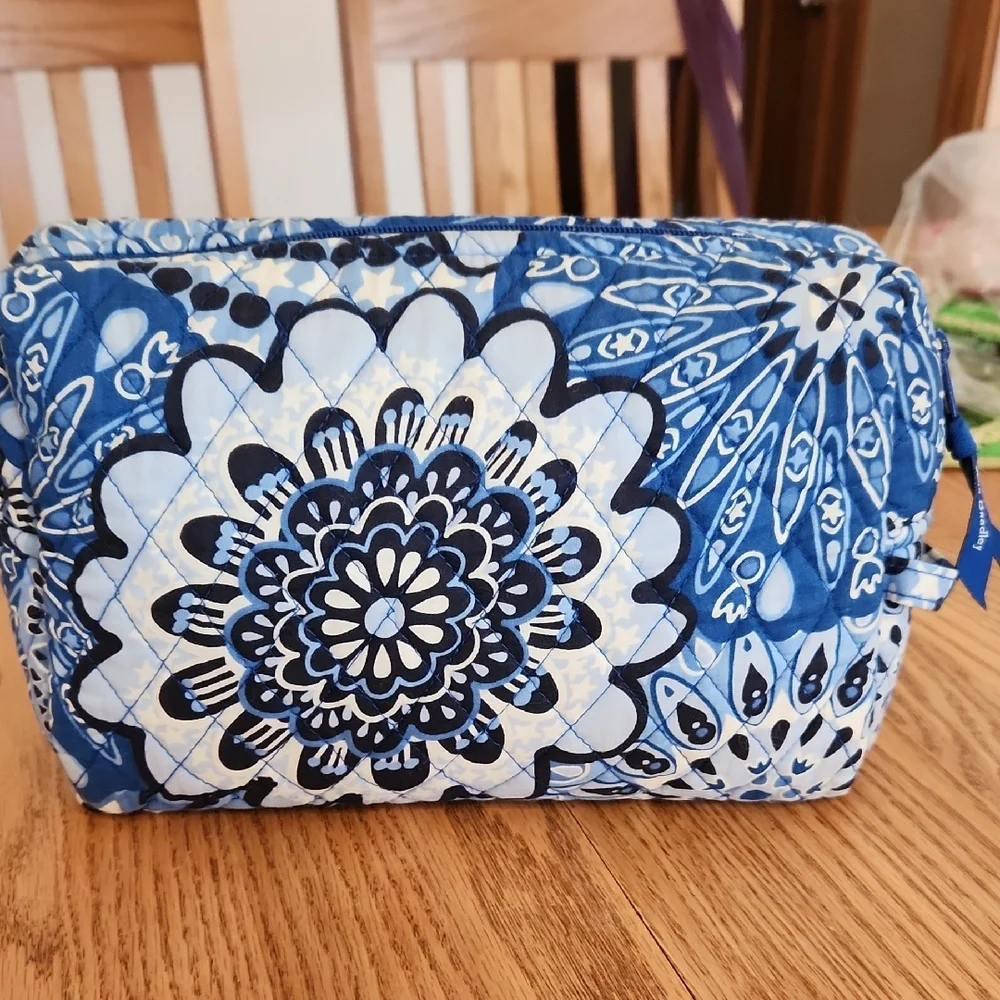 Vera Bradley Blue Floral Quilted Cosmetic Bag